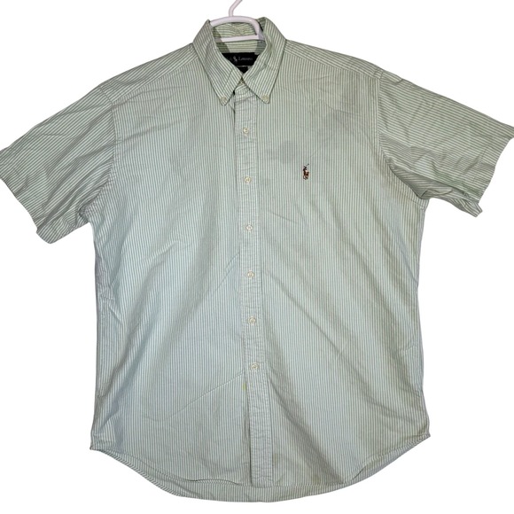 Ralph Lauren Shirt Mens Large Striped Classic Fit Short Sleeve Button Down - Picture 1 of 15